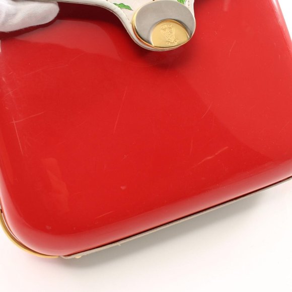 Rare GUCCI Red Lucite Boxy Hard Shell Leather Floral Flap Cross Body Bag - Picture 9 of 10